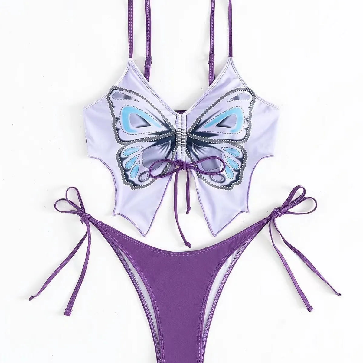 Women's bow ins style split bikini suit in polyester fabric for swimming and fitness