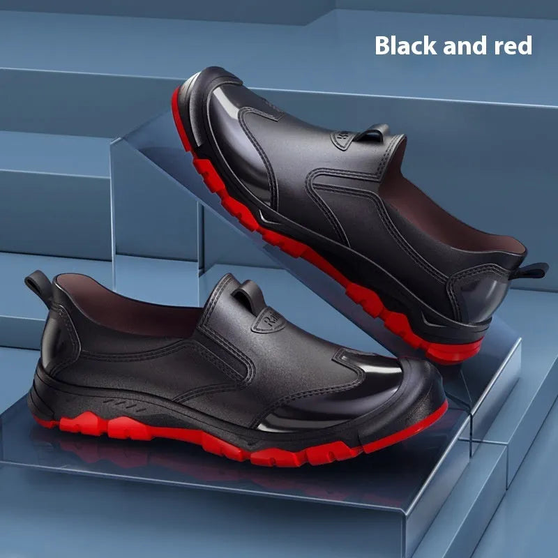 PVC outdoor wading shoes with non-slip soles in short tube rain boot style