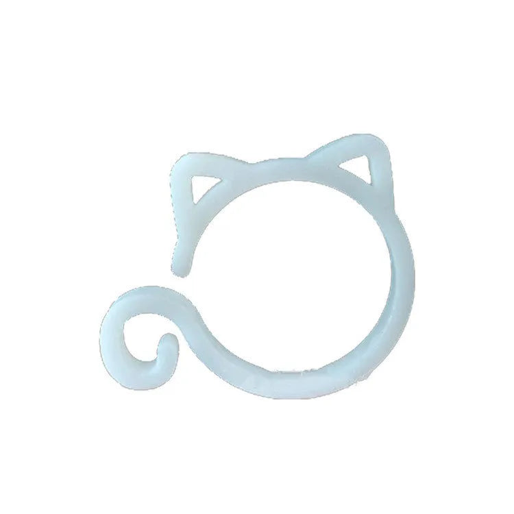 Colourful cat-shaped plastic plant clip for indoor gardening support.