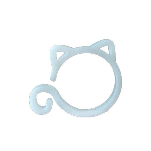 Colourful cat-shaped plastic plant clip for indoor gardening support.