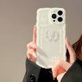 Transparent iPhone case with three-dimensional bow design and optional white love lanyard