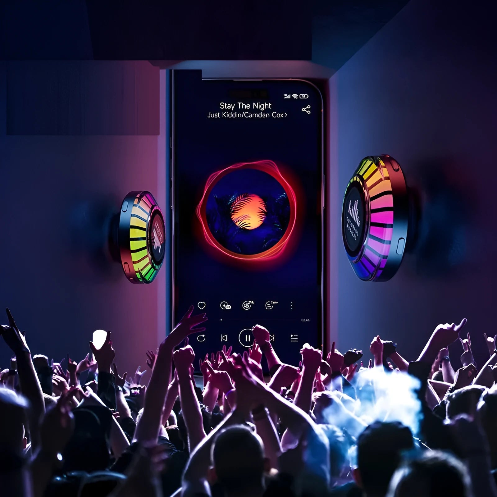 Voice control Bluetooth LED atmosphere light with polar light effect and stereo sound