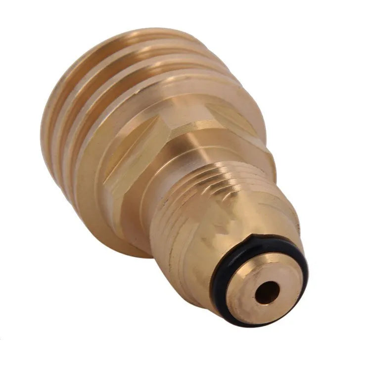 Brass gas brazing copper adapter with gold finish showing taper thread and internal thread connections