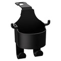Black plastic car seat back hook organiser with cup holder and hanging hooks