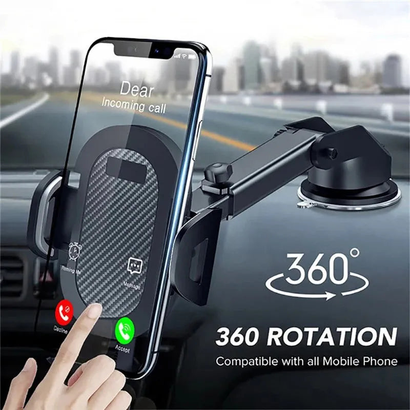Black universal car phone holder for mobile devices between 4.0 and 7.0 inches