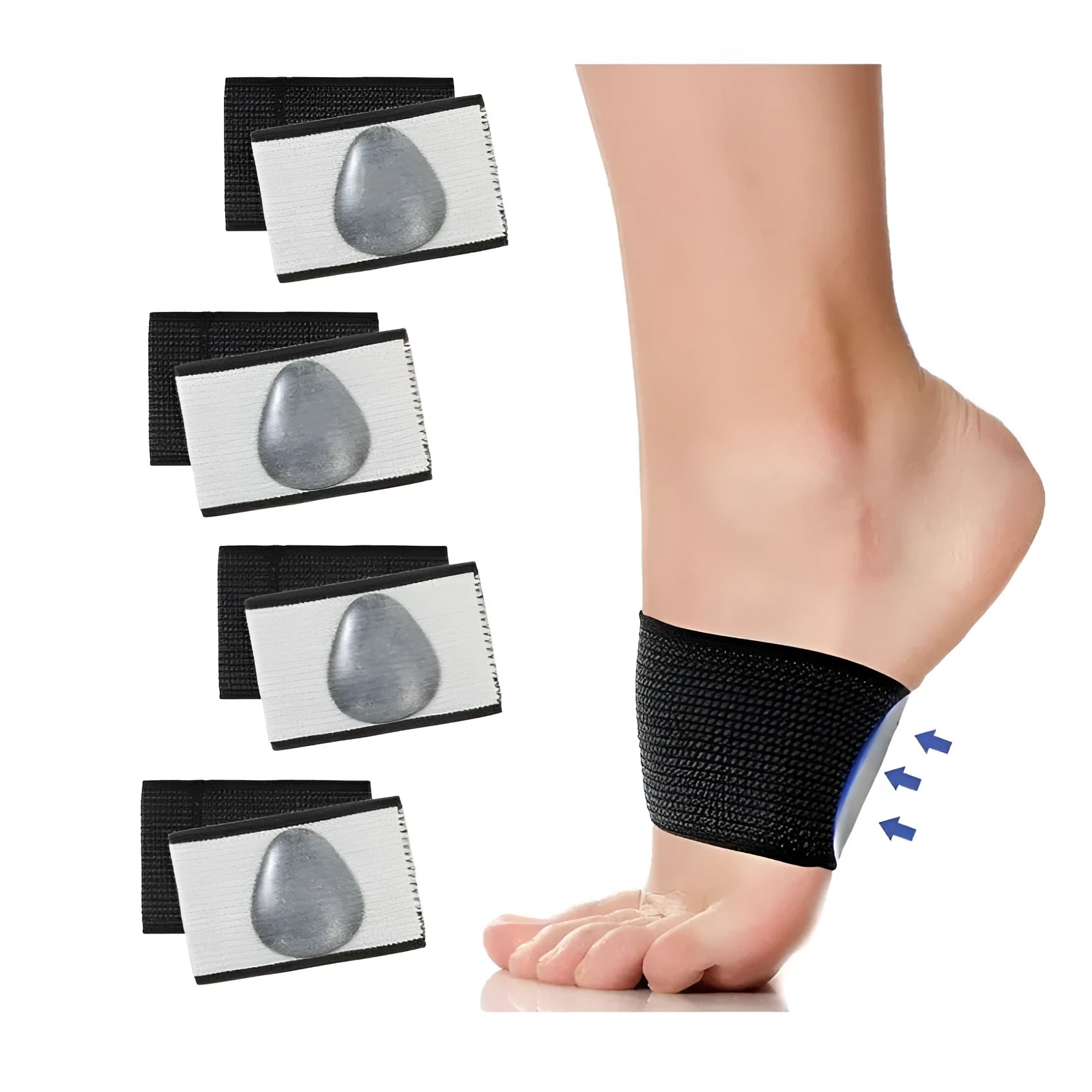Flat foot elastic arch support bandage with heart style foot pad for men and women