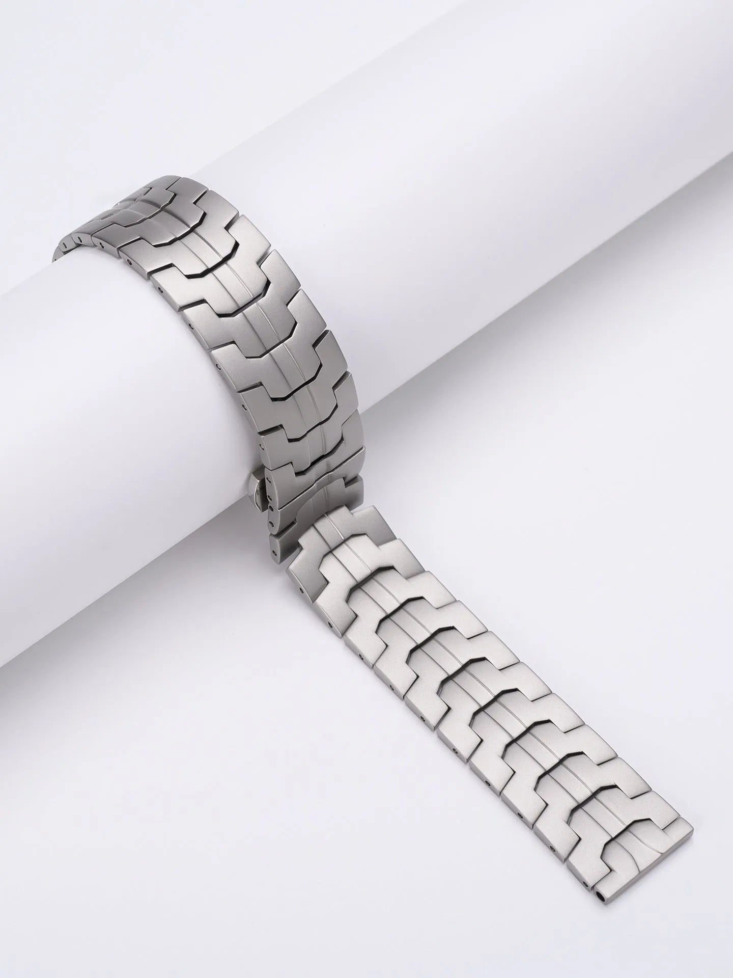 Stainless steel watch band for Samsung Galaxy Watch showing silver and black colour options with universal lug connectors