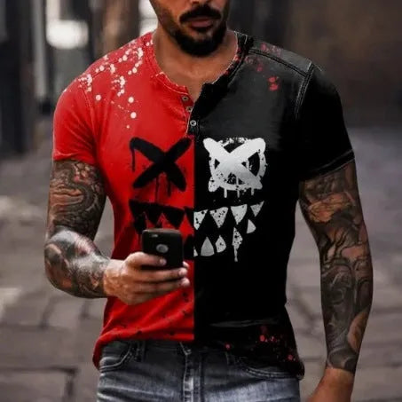 Men's short sleeve casual shirt with lapel and button design in polyester bird eye cloth fabric