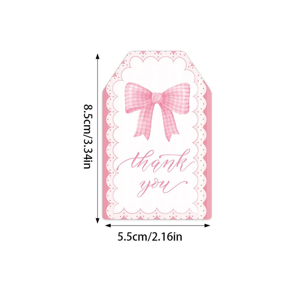 60-piece set of creative bowknot paper gift label tags with natural hemp rope for birthday parties