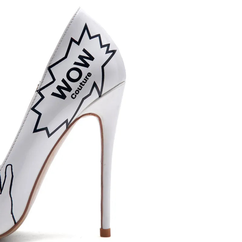 3D printed high heels in black grey with 12cm heel and non-slip rubber sole