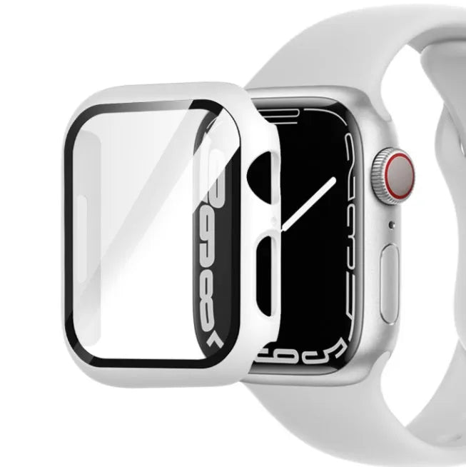 PC tempered film Apple Watch case with tempered glass front and PC back shell in multiple colours