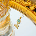 Women's zircon tulip pendant necklace with flower-shaped design on adjustable O-ring chain