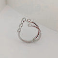 Adjustable brass opening ring with circular sphere element in gold or silver finish
