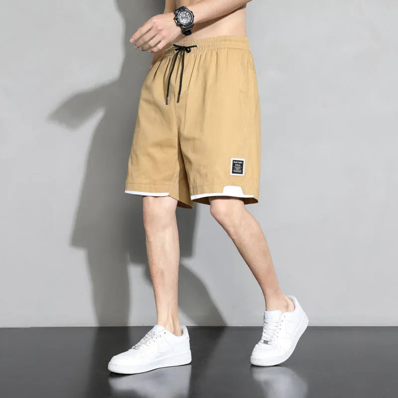 Cotton shorts for boys in Japanese sports style available in plus sizes with black khaki white colour options