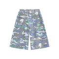 Men's camouflage cropped denim trousers with straight leg and workwear pocket styling