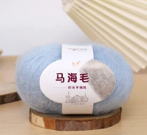 Mohair wool ball for DIY scarf knitting kit with Inverness thread in multiple colour options