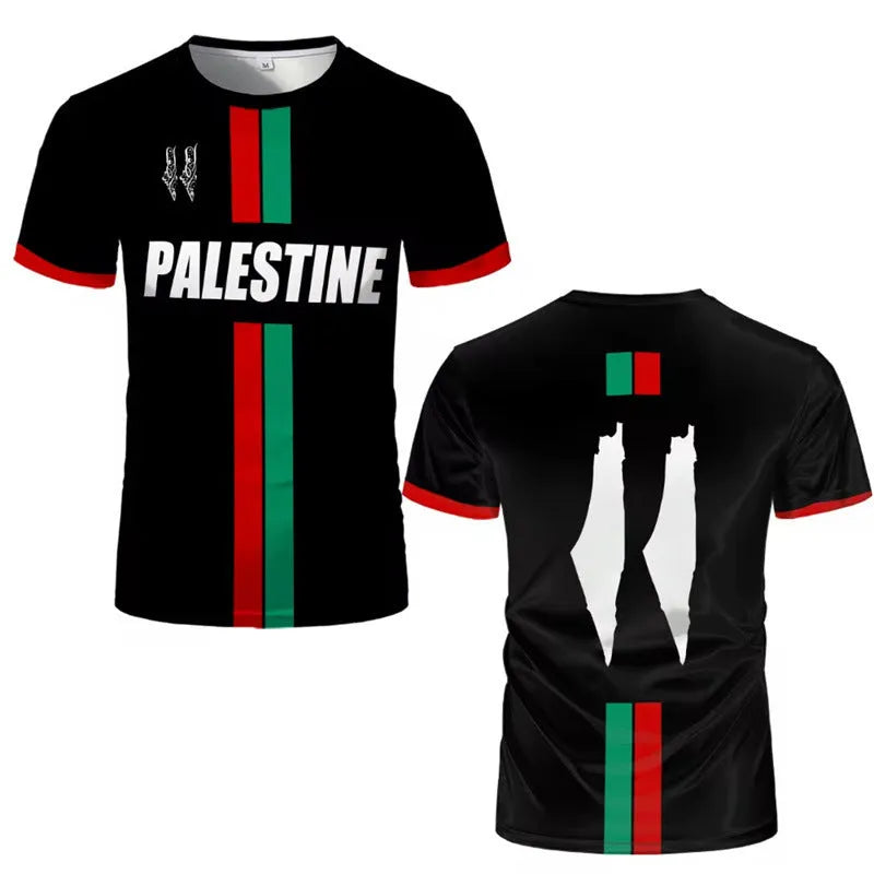 Football 3D printed T-shirt in spandex fabric with dark style pattern, half sleeve design