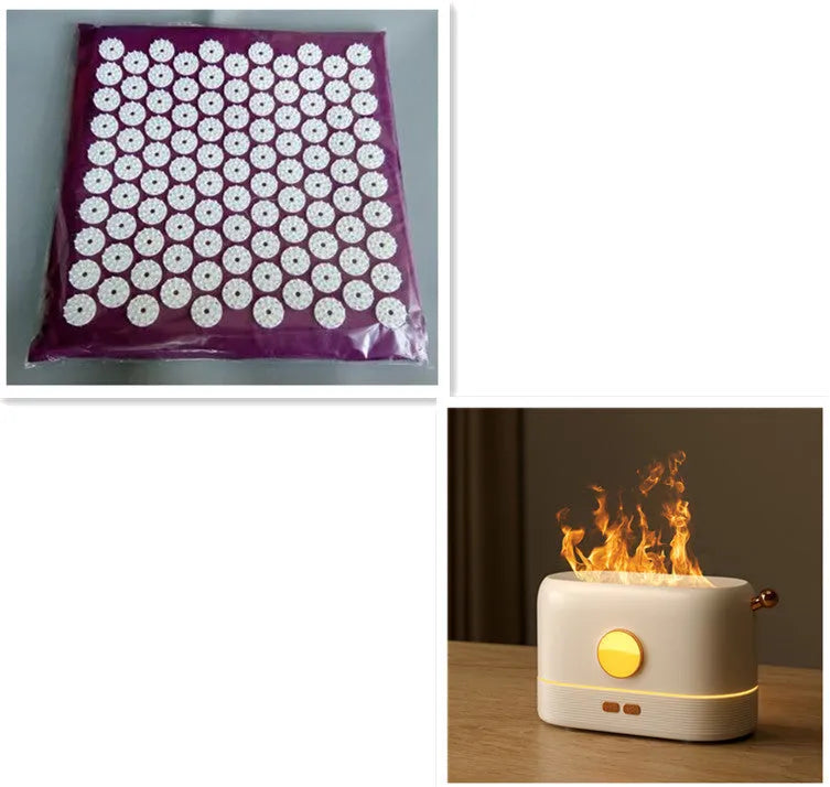 Black USB desktop humidifier diffuser with simulation flame effect and 200ml water tank.
