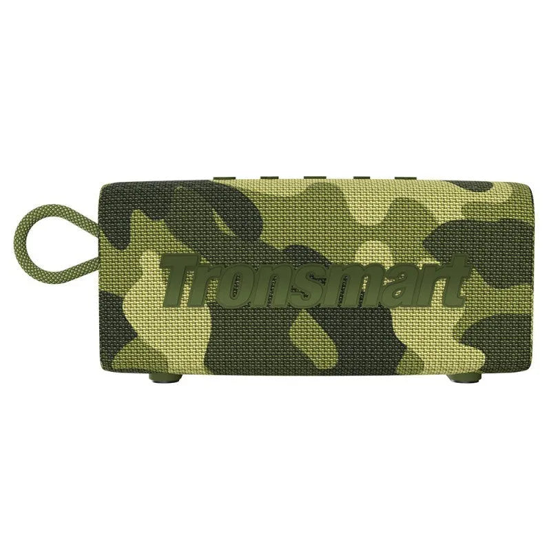 Portable outdoor waterproof Bluetooth speaker in one of six colour options: blue, black, red, grey, camouflage, or orange.