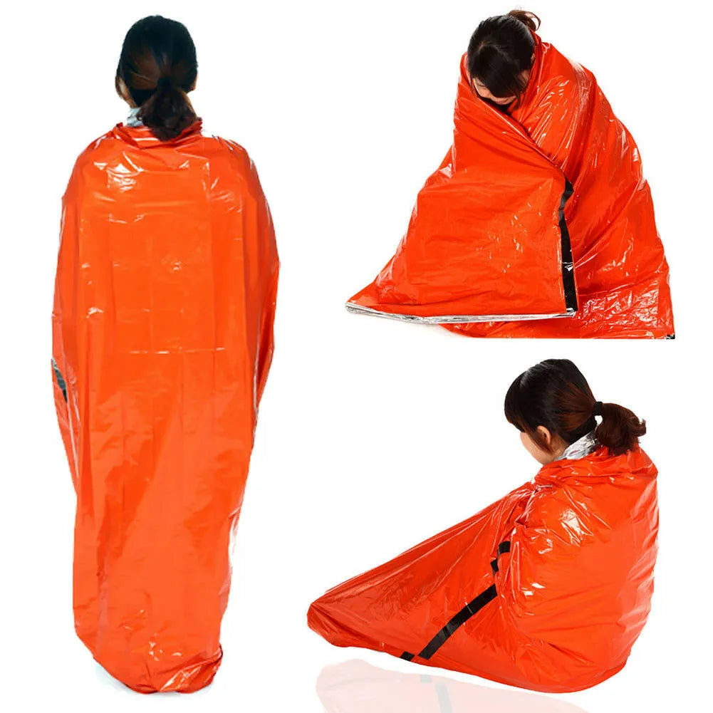 Reusable emergency sleeping bag waterproof PE material 200CM x 90CM for outdoor camping hiking survival