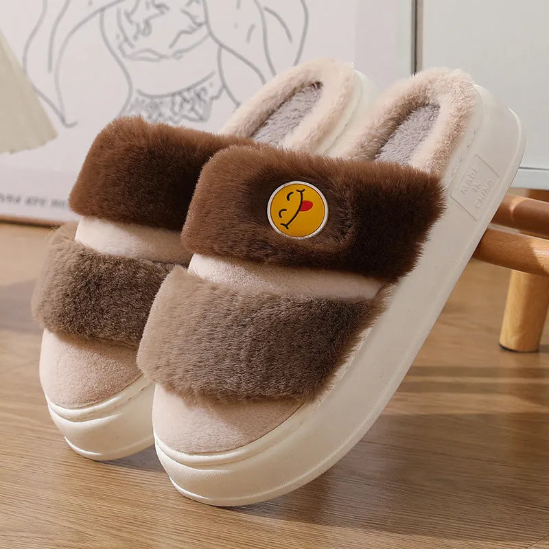 Thermal cotton slippers with plush upper in various colour blends showing oversleeve design
