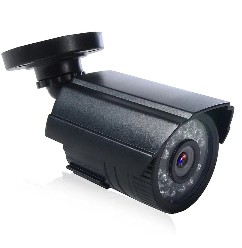 Black AHD HD waterproof outdoor CCTV camera with infrared LEDs for night vision