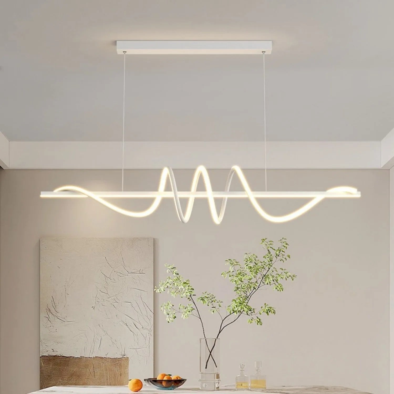 Three ring minimalist LED long bar restaurant pendant light in black finish with iron body