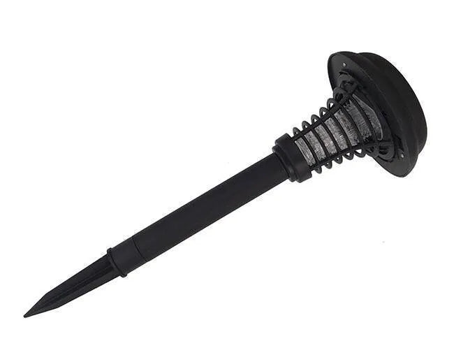 Black solar insect killing lamp with white and purple LED lights for garden mosquito control
