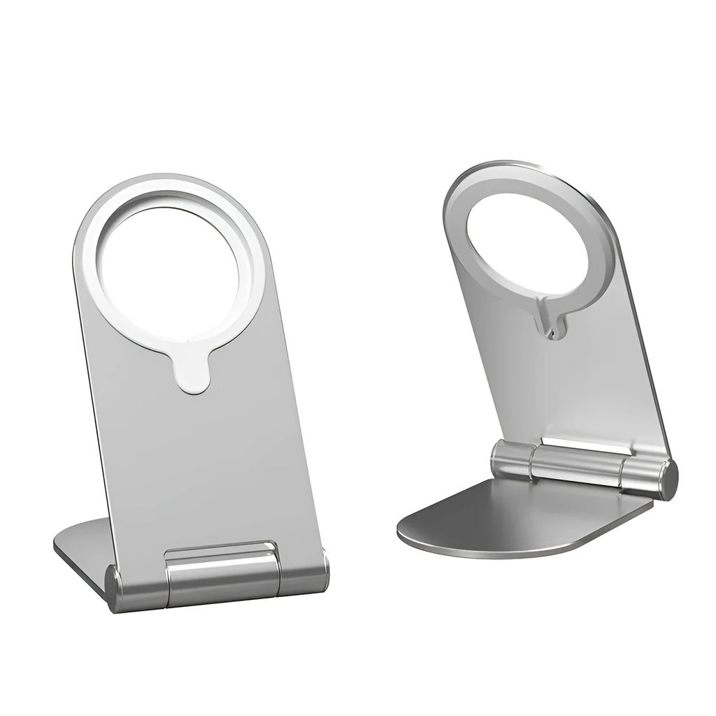 Silver aluminium alloy magnetic phone bracket for iPhone 12 with vertical adjustment mechanism