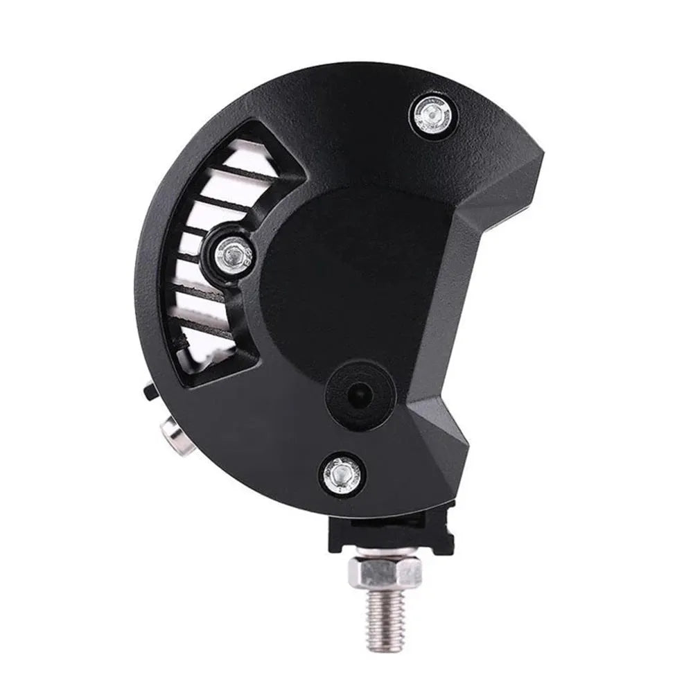 Black 5-inch LED work light for off-road vehicles with aluminium housing and polycarbonate cover