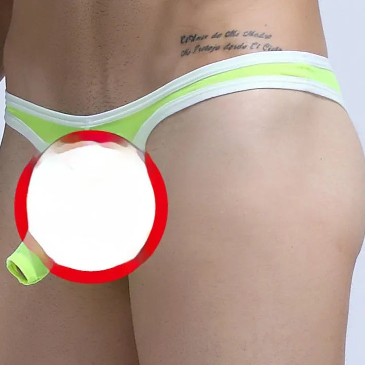 Men's Ice Silk nylon briefs in elephant nose small pouch design, shown in multiple colours.