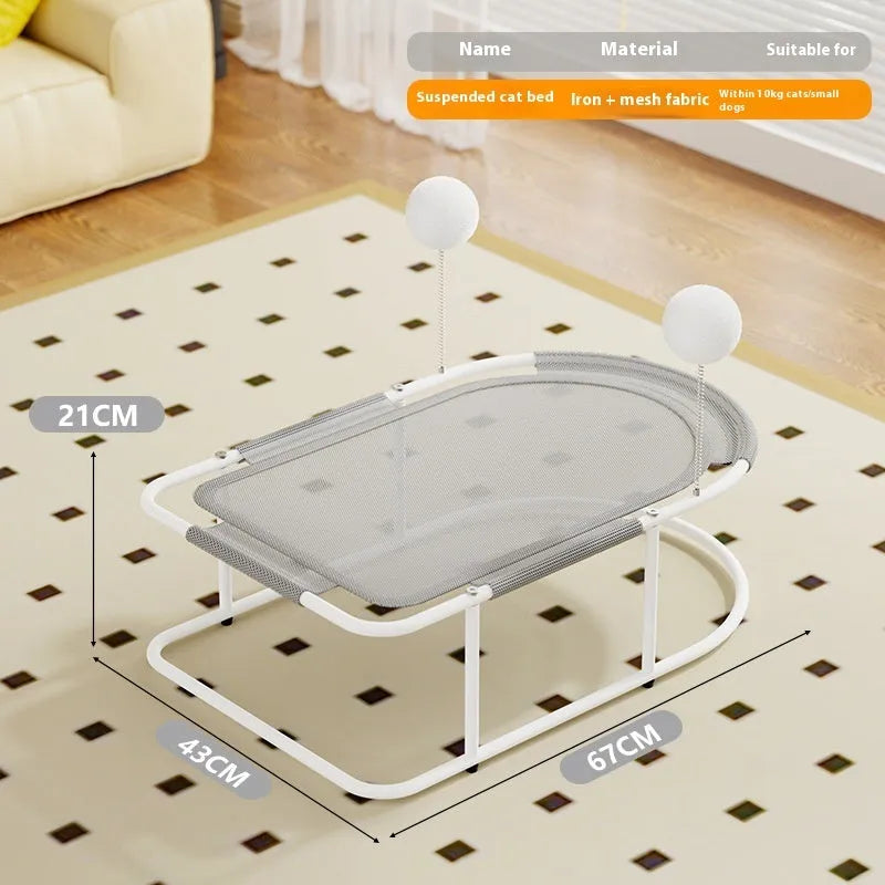 Large grey fabric cat kennel with bracket construction showing breathable design