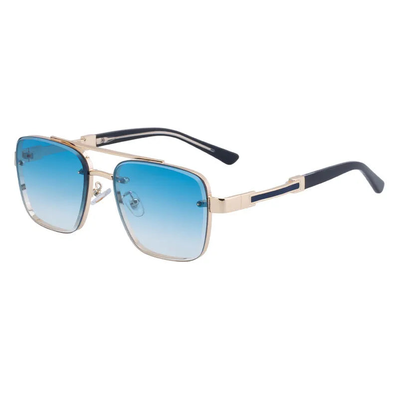 Men's vintage-style sunglasses with polycarbonate frames and lenses in a gradient blue colour option.
