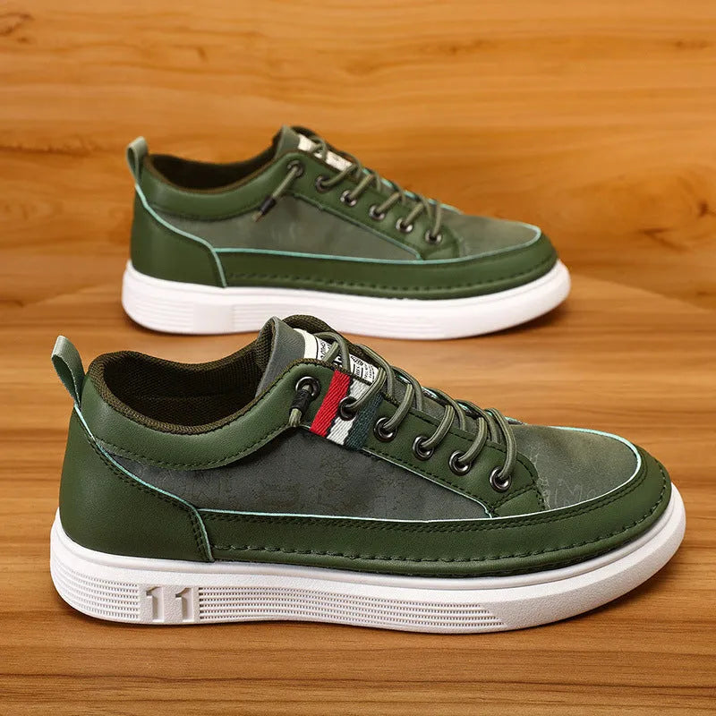 Men's casual bandage-style sneakers in high-top design with round toe and PVC sole