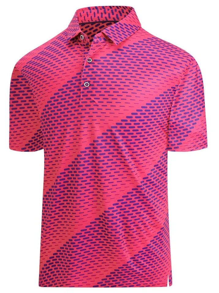 Men's 3D printed short sleeve t-shirt in Japanese retro style with zipper detail on mesh fabric.