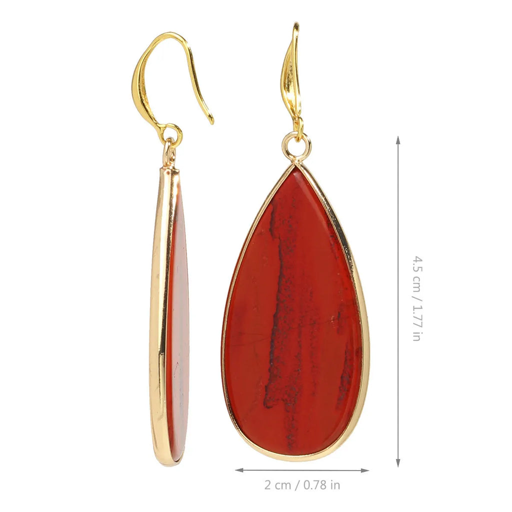 Vintage tigereye stone drop earrings with elongated water drop shape and textured elements