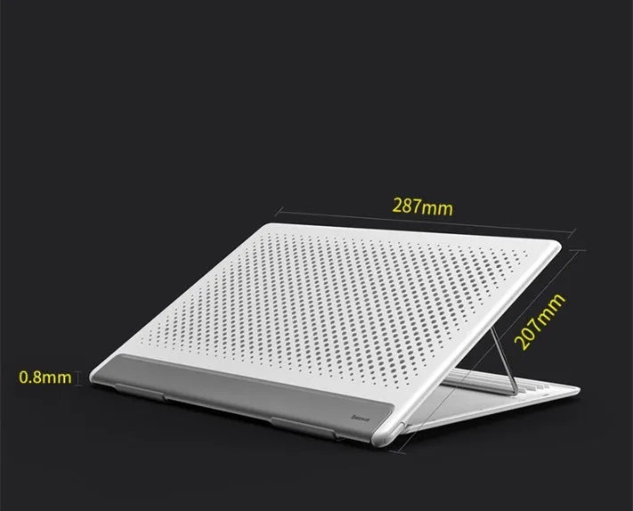 Dongdong portable alloy notebook stand in black shown on a desk