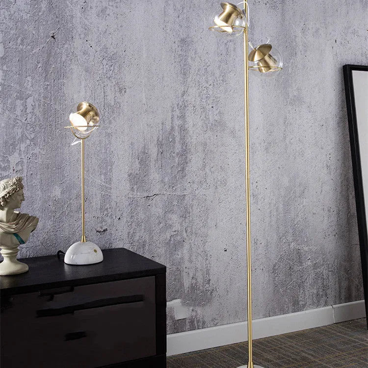 Glass lampshade desk lamp with dimmable LED light and touch switch control