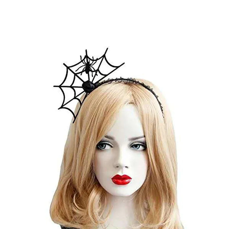 Halloween funny headband made from felt cloth, black lace, ribbon, and iron headband base in multiple colour styles
