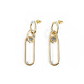 Sterling silver geometric hoop earrings for women with ring and line design elements