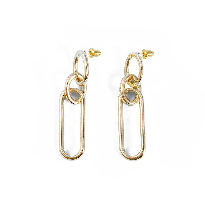 Sterling silver geometric hoop earrings for women with ring and line design elements