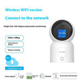 Zhou Shi wireless indoor security camera with large colour screen and plastic housing on a screw-fixed bracket.