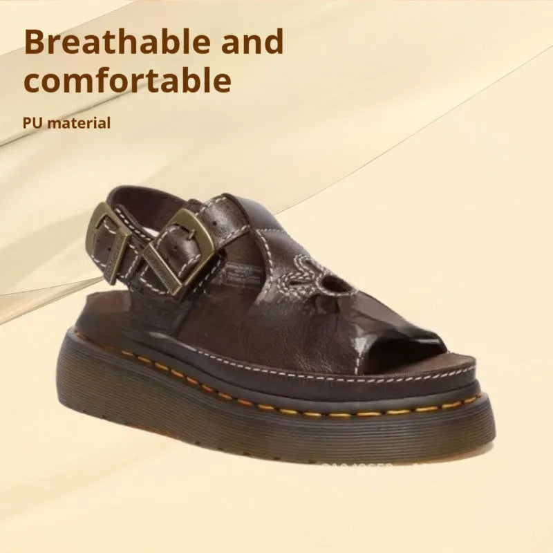 Men's black embroidered beach sandals with floral pattern on PU upper