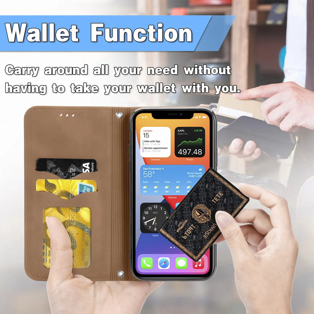 Blue TPU leather magnetic shockproof phone case for Apple iPhone with invisible bracket