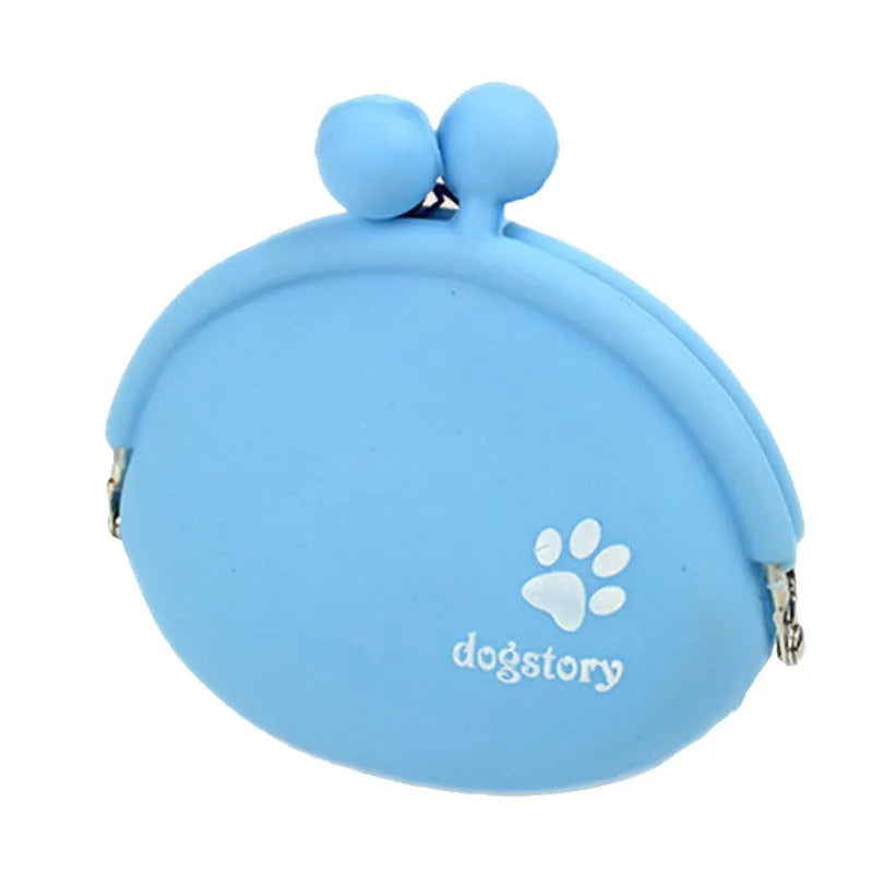 Yellow silicone dog training treat bag with hook-and-loop fastening showing 9x9.5cm dimensions