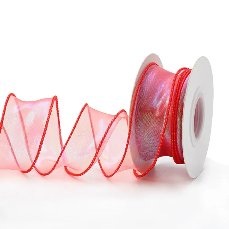 Mesh fishtail yarn floral wave ribbon roll in 4cm width for DIY crafts and bouquet decoration