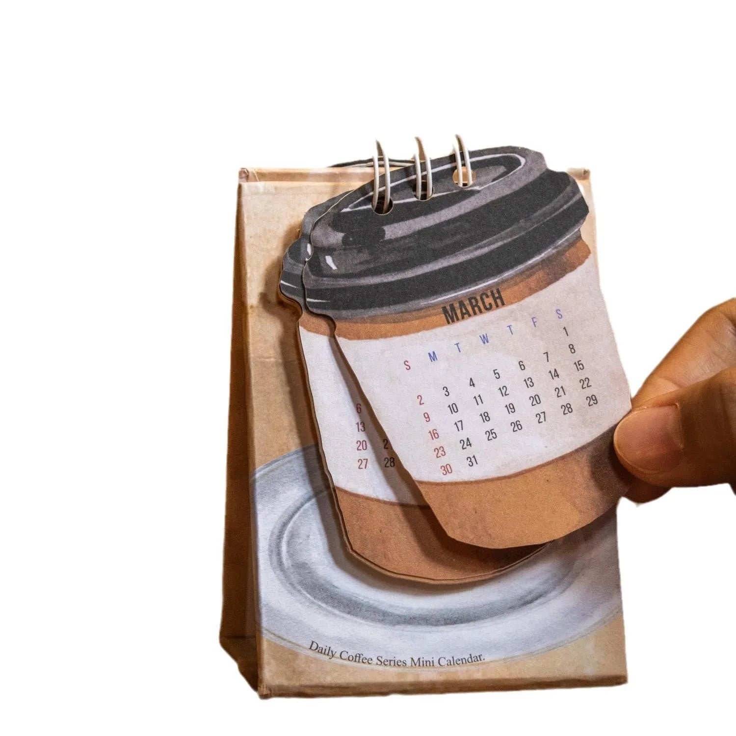 Mini coffee desk calendar 2025 with inspirational quotes and simple modern design