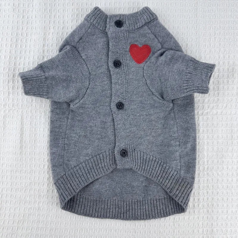Wool pet sweater cardigan in solid colour for small to medium dogs and cats, available in three colours