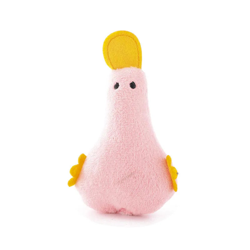 Yellow duck plush pet toy with squeaker and catnip for dogs and cats