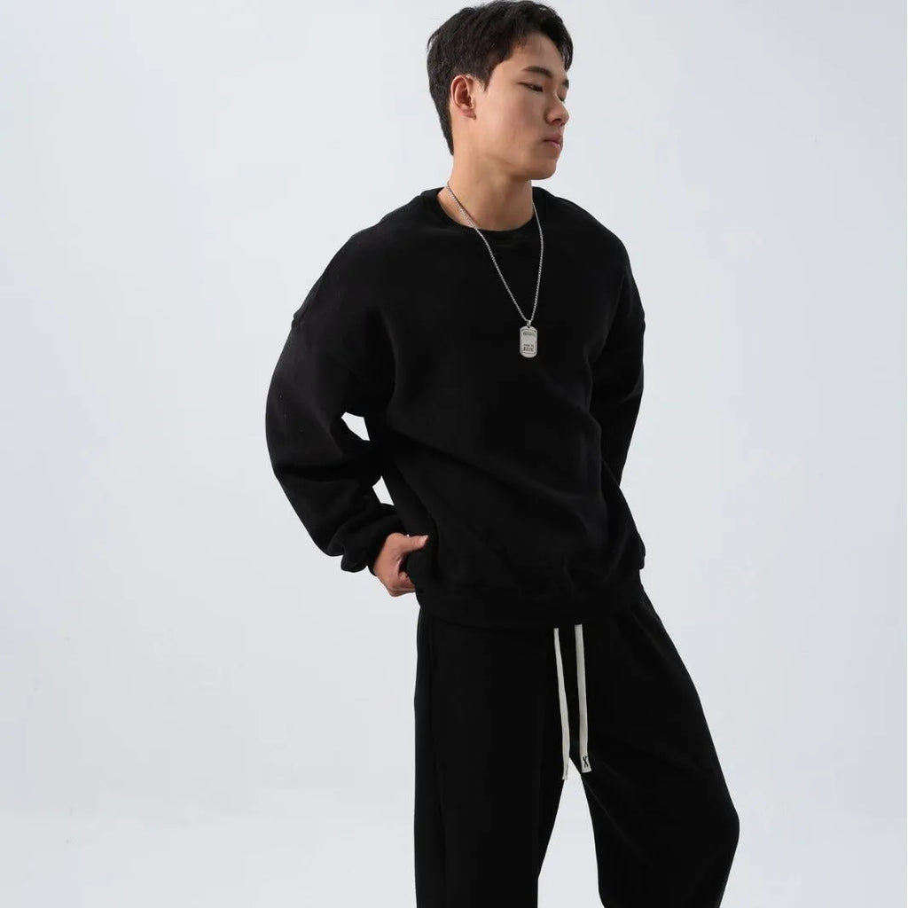 Men's polar fleece winter sports suit in five colour options showing crew neck top and matching trousers